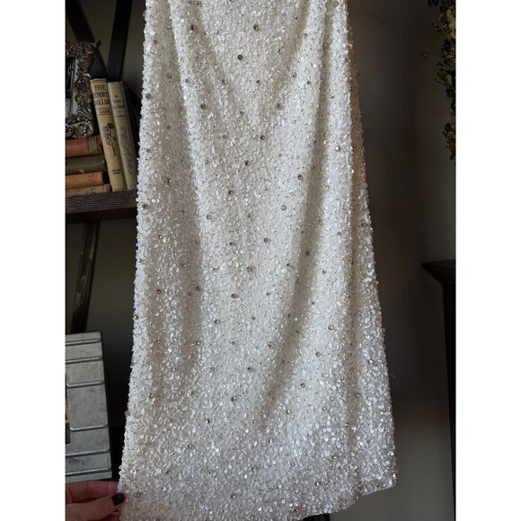 Retrofête Olivia Sequin Halter Midi Dress White Womens Size Medium - Picture 8 of 12